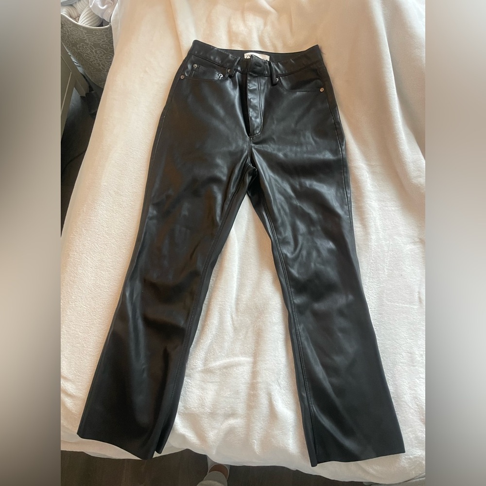 Cropped leather pants